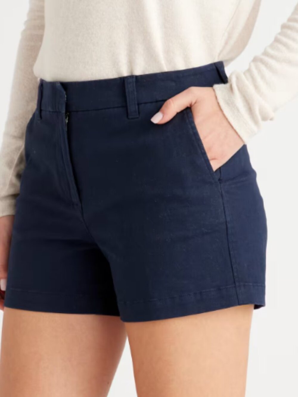 Quince Organic Stretch Cotton Chino Shorts - Navy - Size 12
